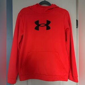 UNDER ARMOUR Neon Orange Hooded Sweatshirt with Pockets - Size Boys XL